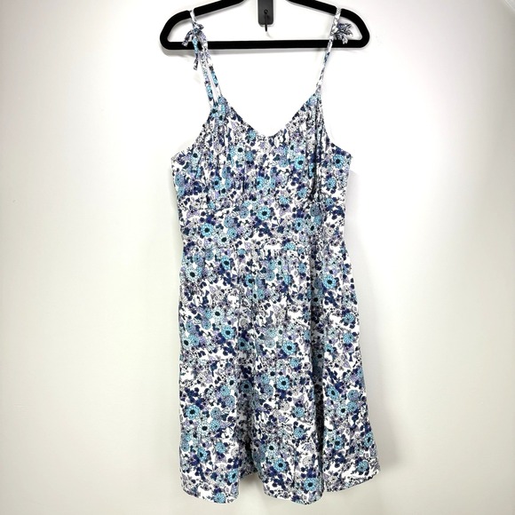 Japna Floral Spaghetti Strap Dress Blue White Size L Teen Summer‎ Casual - Picture 1 of 11